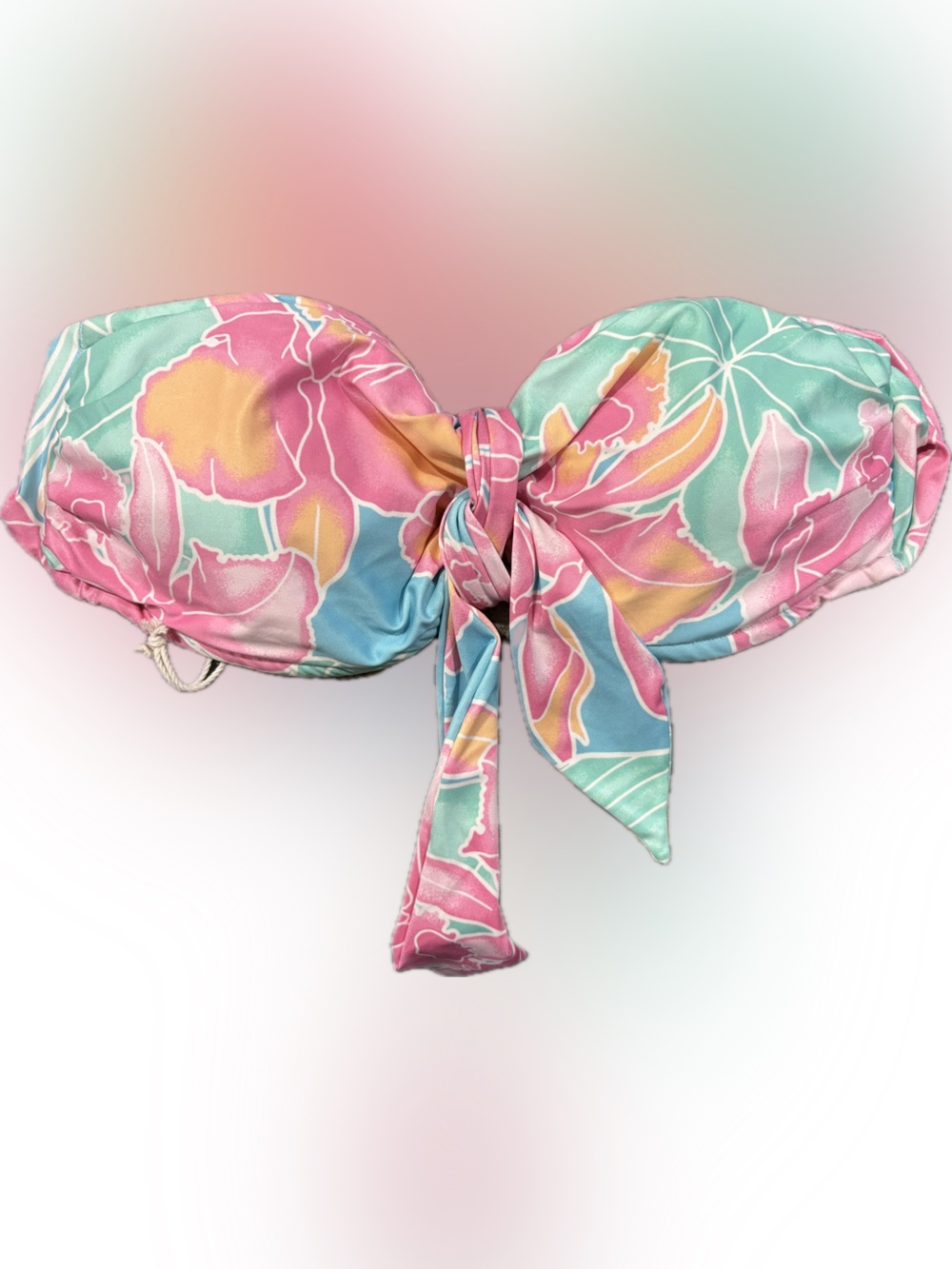 Kenny Flowers- Strapless Floral Bikini Top in Pink & Teal